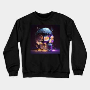 Shattered Glass Light Fire Skull Art Crewneck Sweatshirt